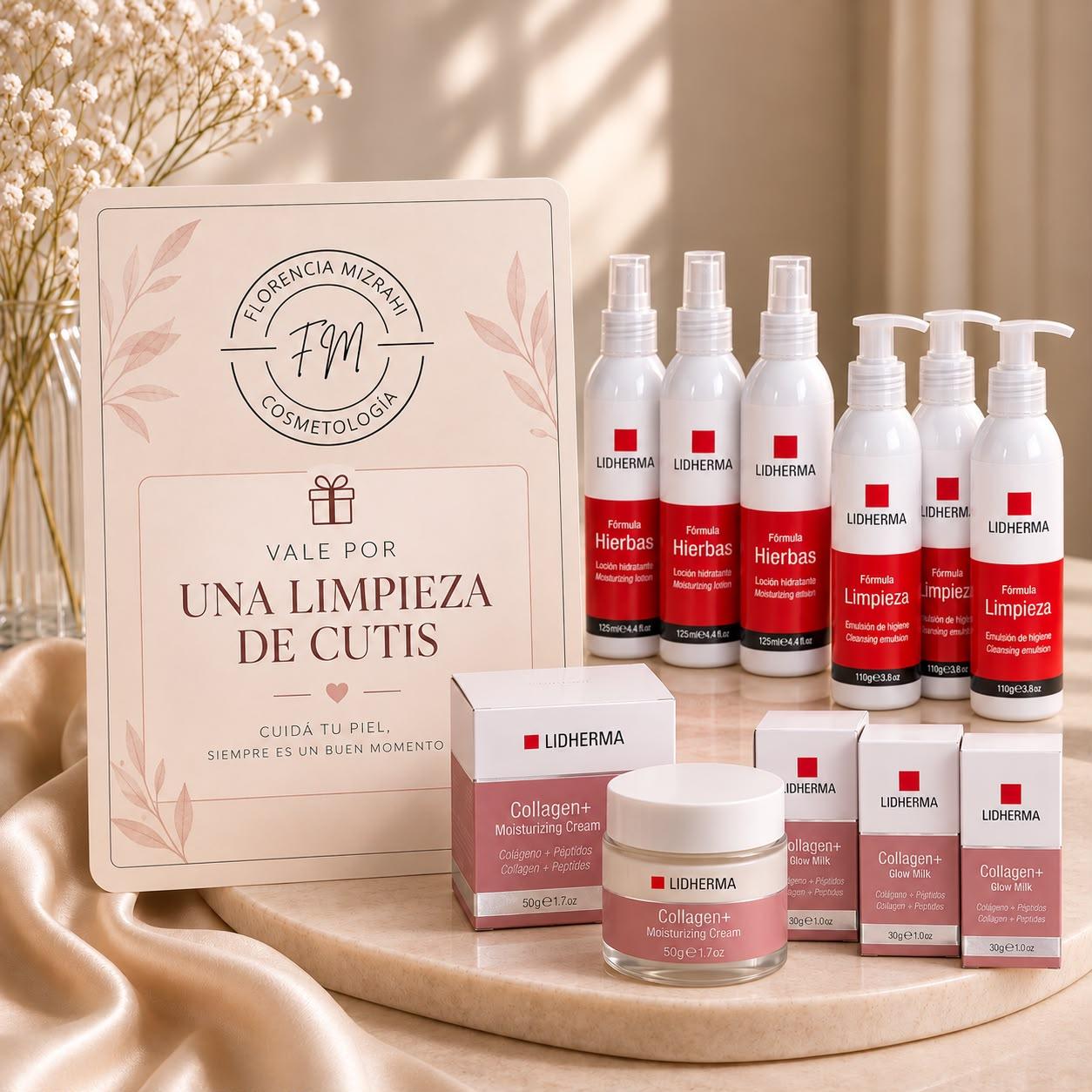 Limpieza facial + kit de cremas Lidherma + kit facial (guasha, toallas de cara)
