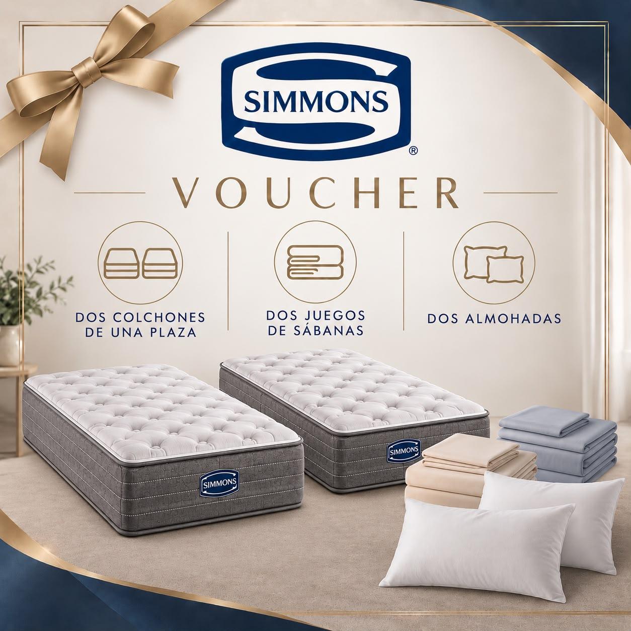 2 colchones Simmons bbag de 1 plaza + 2 juegos de sábanas + 2 almohadas